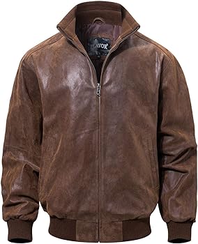 FLAVOR Men's Moto Real Leather Classic Jacket with Stand Collar